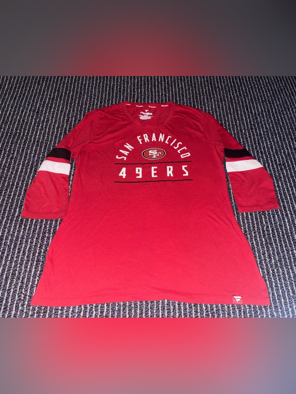 San Francisco 49ers Women Long Sleeved Shirt Large Striped Arms Jersey Fanatics